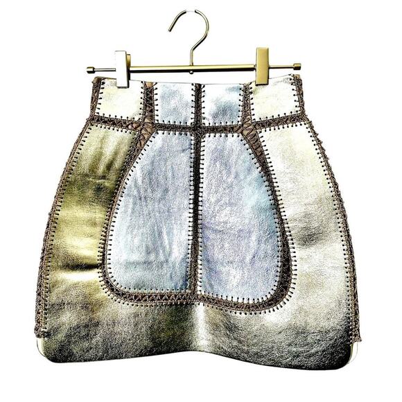 Cynthia Rowley - Mixed Metallic Vegan Leather Skirt - Picture 6 of 10